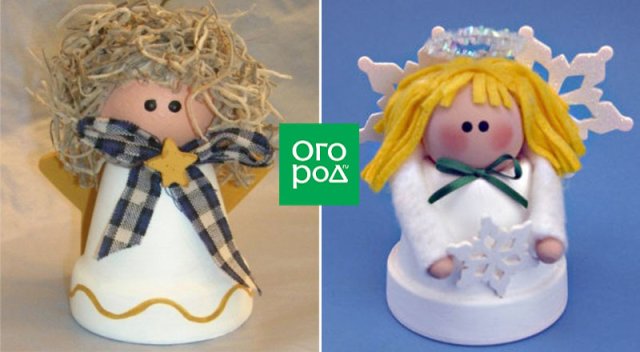 Новогодние поделки и украшения из старых цветочных горшков